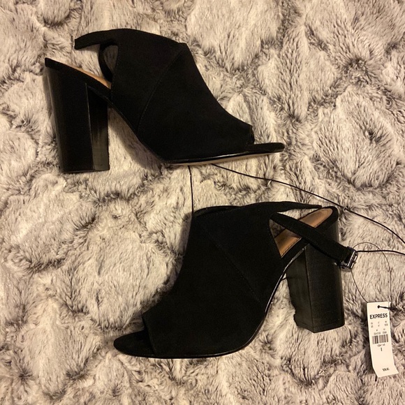 Express black heels with peek a boo toe. - Picture 1 of 4